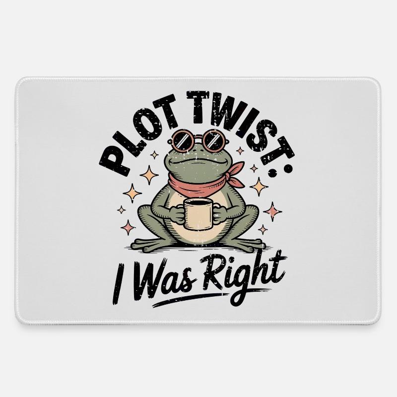 Plot Twist Frog: I Was Right - Large Gaming Mouse Mat - grey