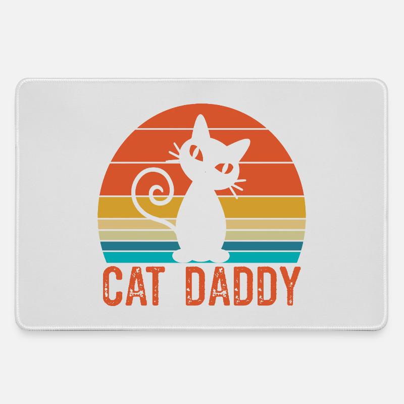 Cat Daddy Shirt - Large Gaming Mouse Mat - grey
