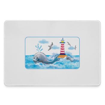 La baleine drôle au phare - Peint à la main - Grand tapis de souris gamer - bruyère - Devant