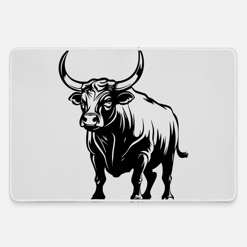 Stier - Mousepad groß für Gamer - Grau