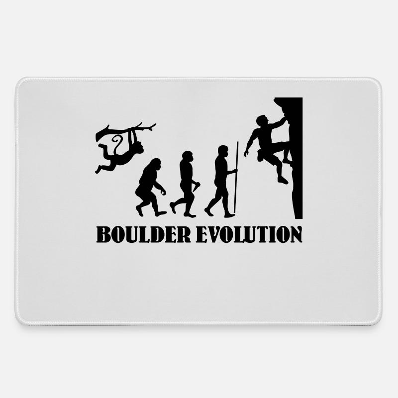 Boulder Evolution Klettern Bergsteigen Boulderer - Mousepad groß für Gamer - Grau