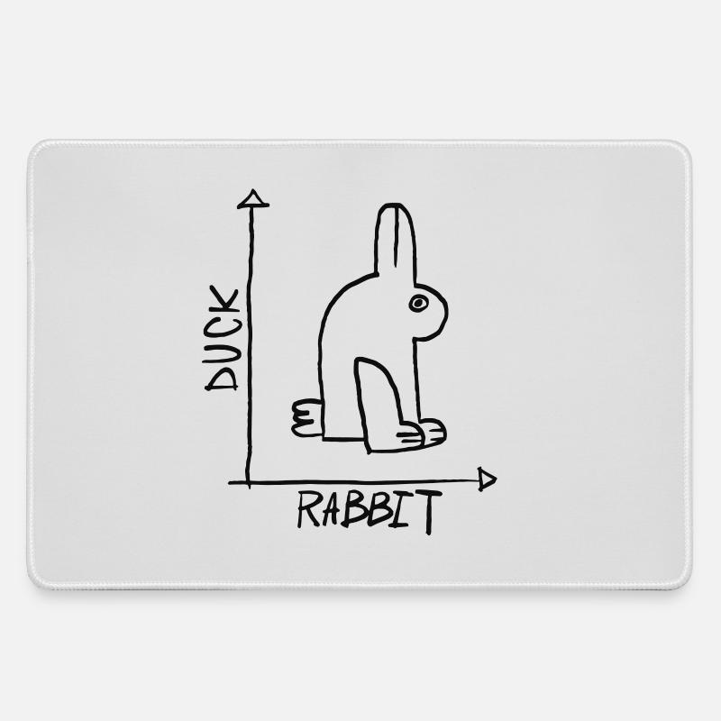 Ente oder Hase - Mousepad groß für Gamer - Grau