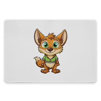 Jackal Cute Cartoon Character Kawaii Clipart - Large Gaming Mouse Mat - grey - Front
