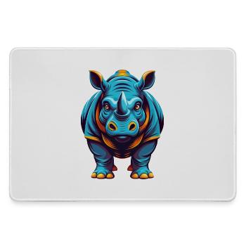 Rhino Colorful Kawaii Cartoon Character Clipart - Large Gaming Mouse Mat - grey - Front