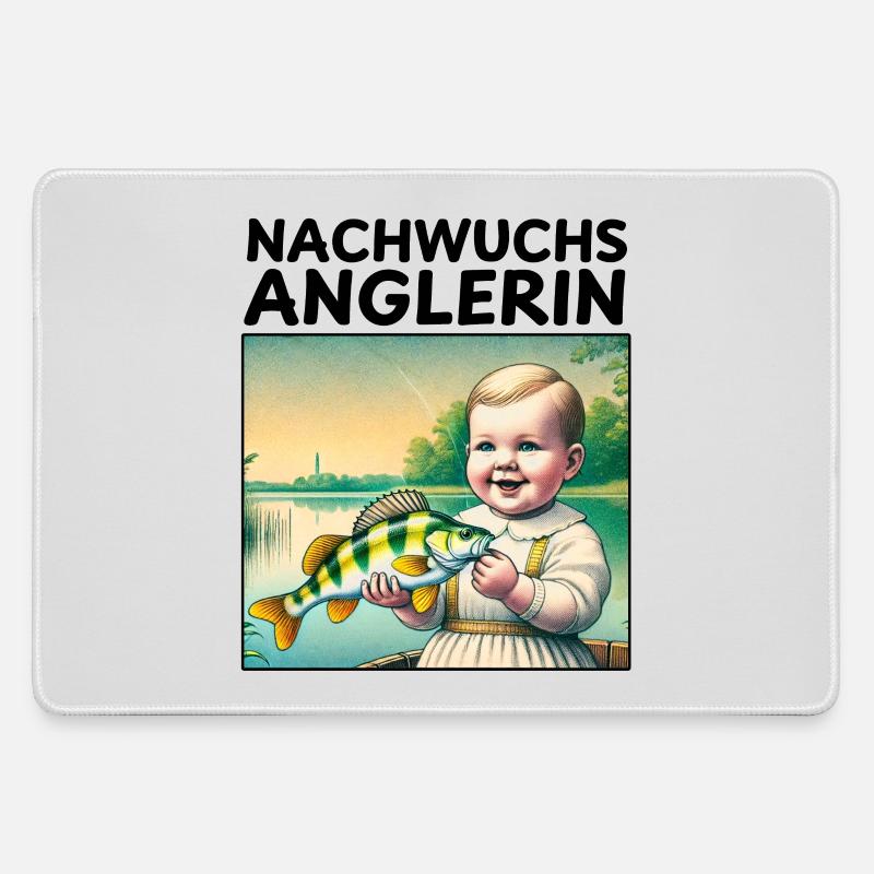 Young angler - Large Gaming Mouse Mat - grey