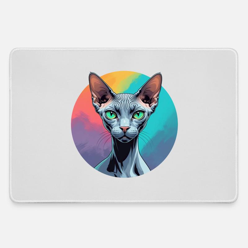 Sphynx Cat - Large Gaming Mouse Mat - grey