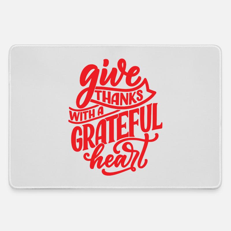 Give Thanks With A Grateful Heart - Large Gaming Mouse Mat - grey