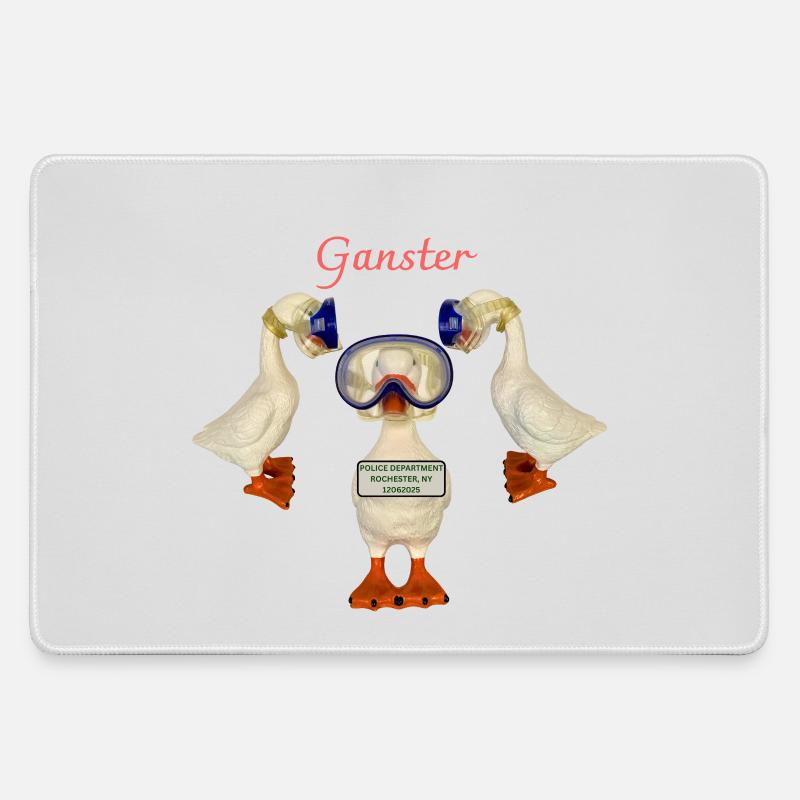 Ganster Goose Arrested - Large Gaming Mouse Mat - grey