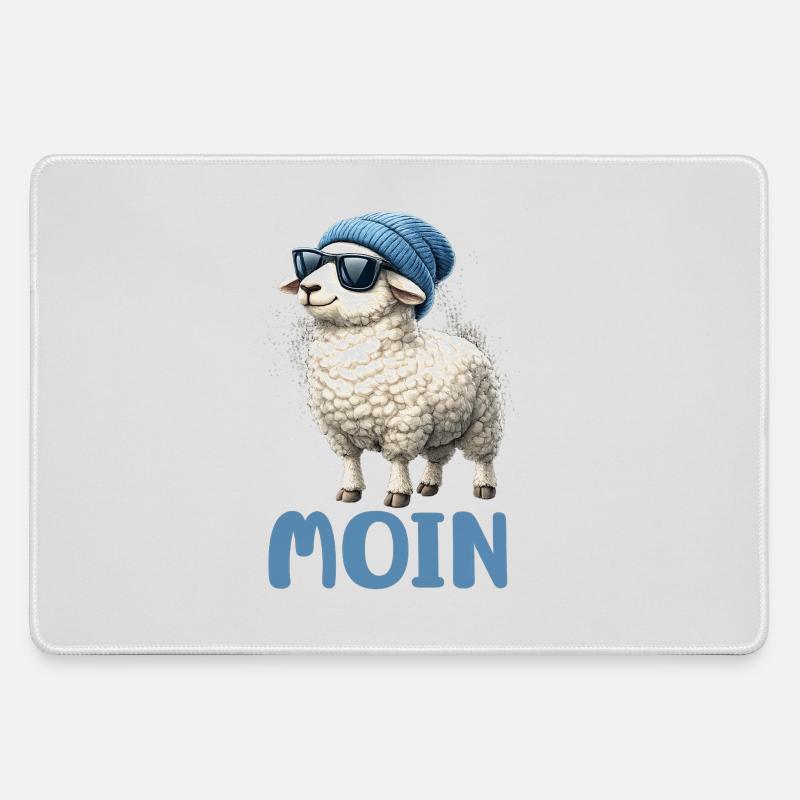 Moin sheep with sunglasses - Large Gaming Mouse Mat - grey