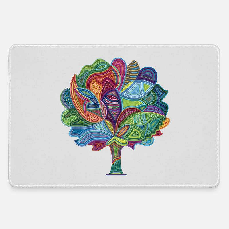 Color Magic Tree - Large Gaming Mouse Mat - grey
