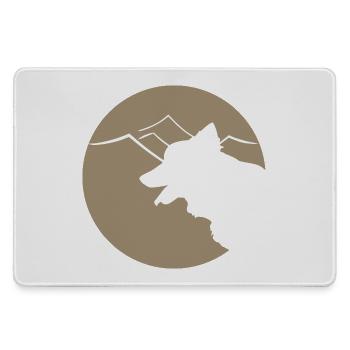 Hundsilhouette im Gebirge oder Dünen - Mousepad groß für Gamer - Grau - Vorne