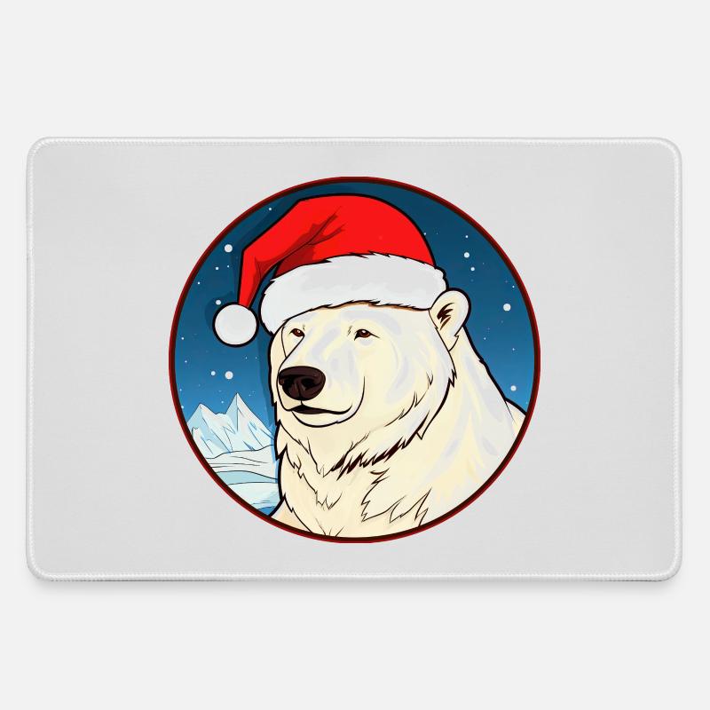 Christmas Polar Bears - Large Gaming Mouse Mat - grey