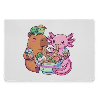 Kawaii Ramen Boba Freunde Capybara Axolotl Schildkröte - Mousepad groß für Gamer - Grau - Vorne