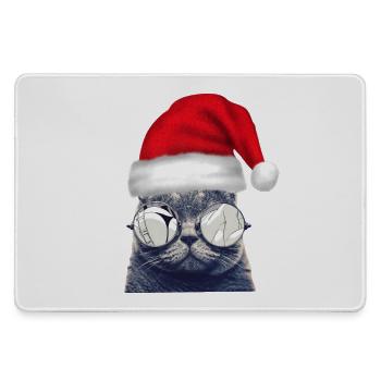 Christmas Cat Glasses - Mousepad groß für Gamer - Grau - Vorne