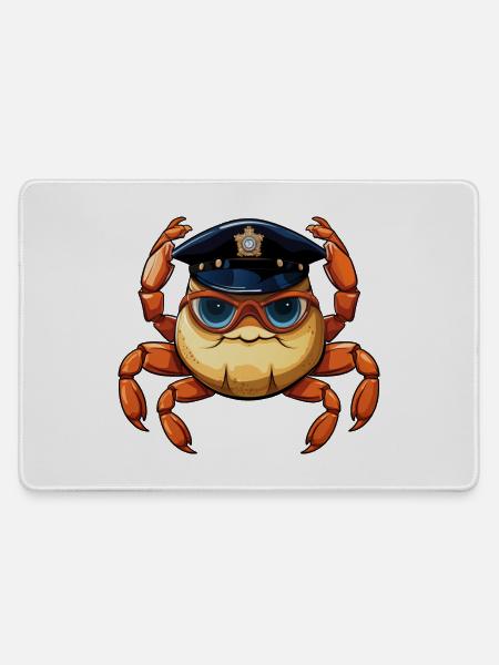 Krabben Polizist - Mousepad groß für Gamer - Grau