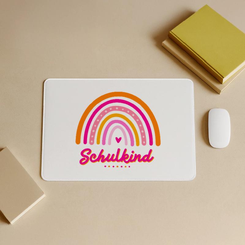 Schulkind Retro-Regenbogen Einschulung Mädchen Mousepad groß für Gamer