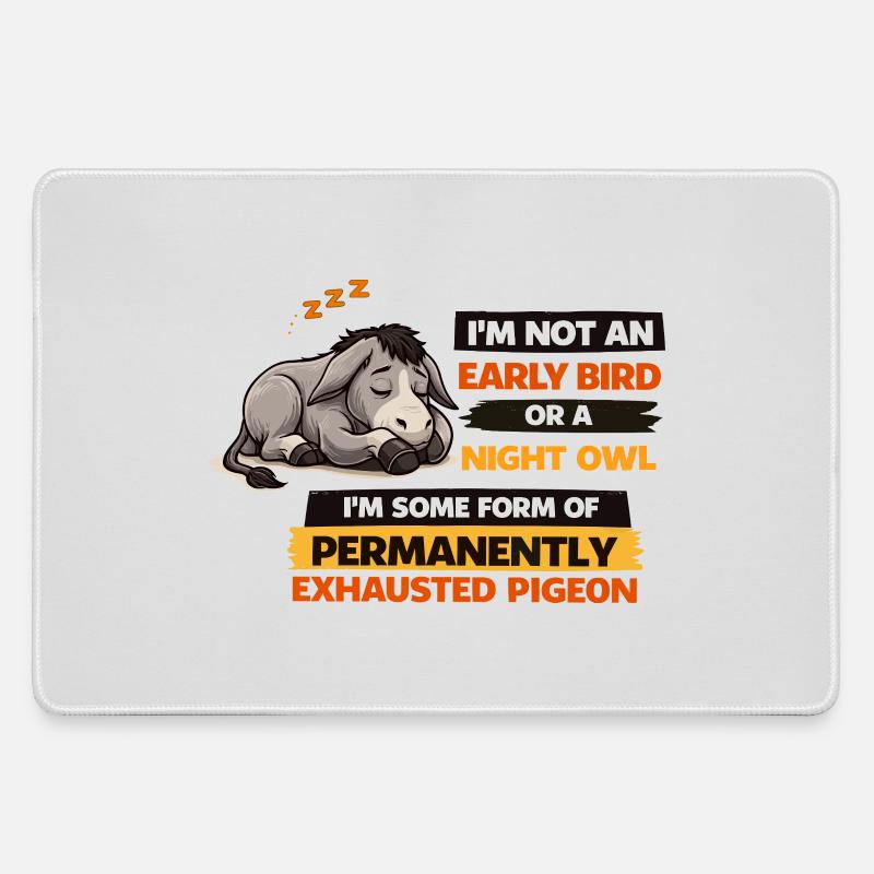 Permanently Exhausted Pigeon - Large Gaming Mouse Mat - grey