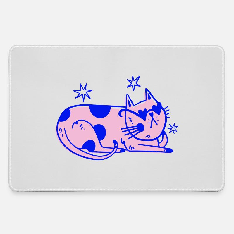 Stylish Cat – Relaxed Retro Vibes - Large Gaming Mouse Mat - grey