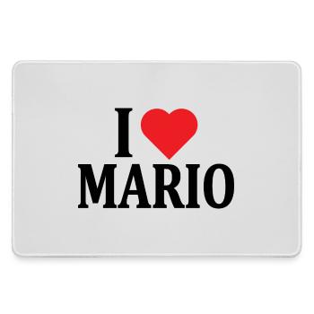 Ich liebe Mario T-Shirt T-Shirt Geschenkidee - Mousepad groß für Gamer - Grau - Vorne