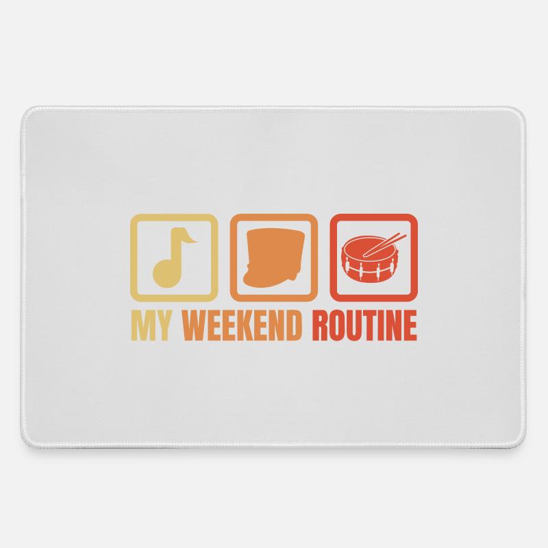 Funny Drummer Weekend - Large Gaming Mouse Mat - grey