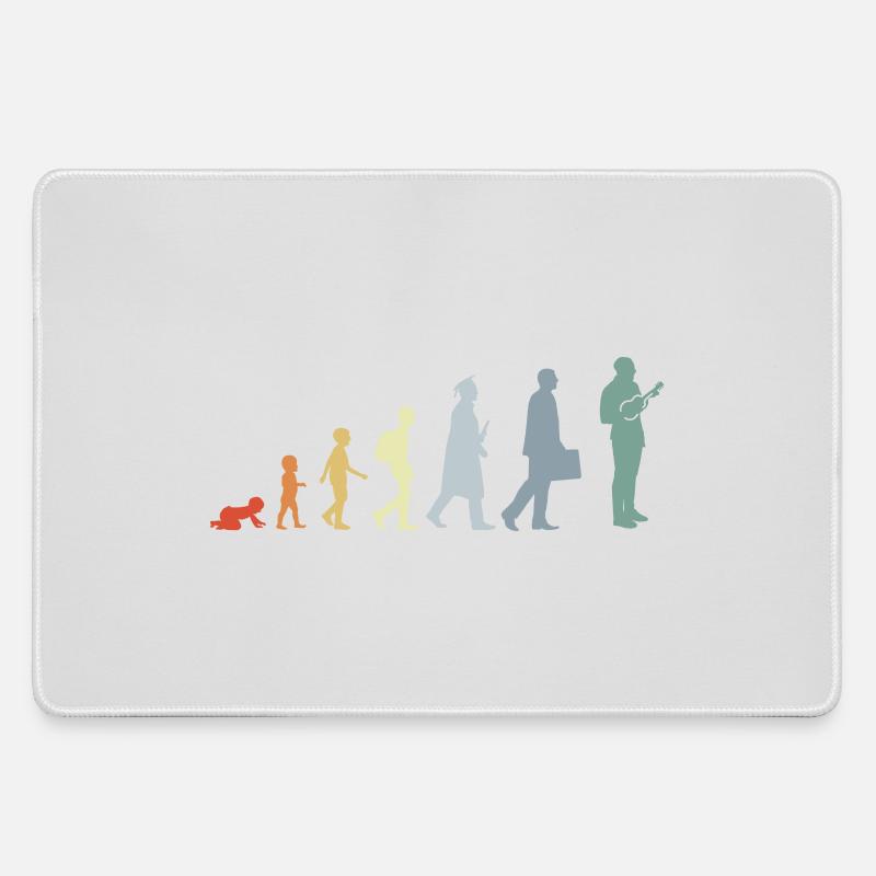 Vintage Ukulele Evolution - Mousepad groß für Gamer - Grau