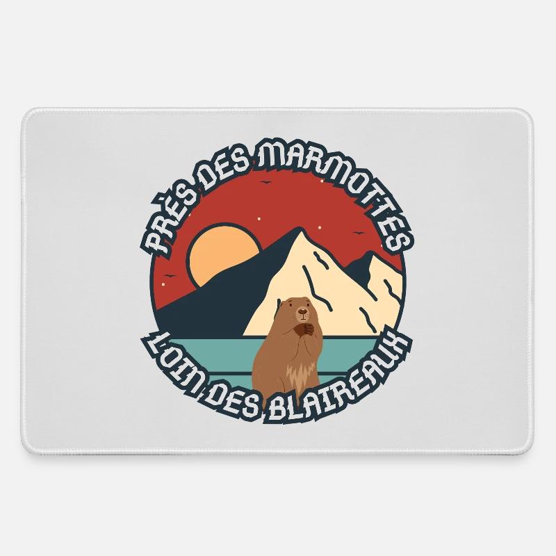 Humor on a groundhog - Large Gaming Mouse Mat - grey
