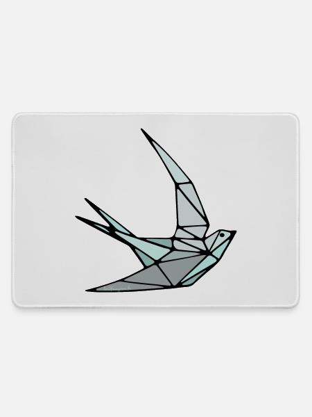 Bird (Schwalbe) Origami - Mousepad groß für Gamer - Grau