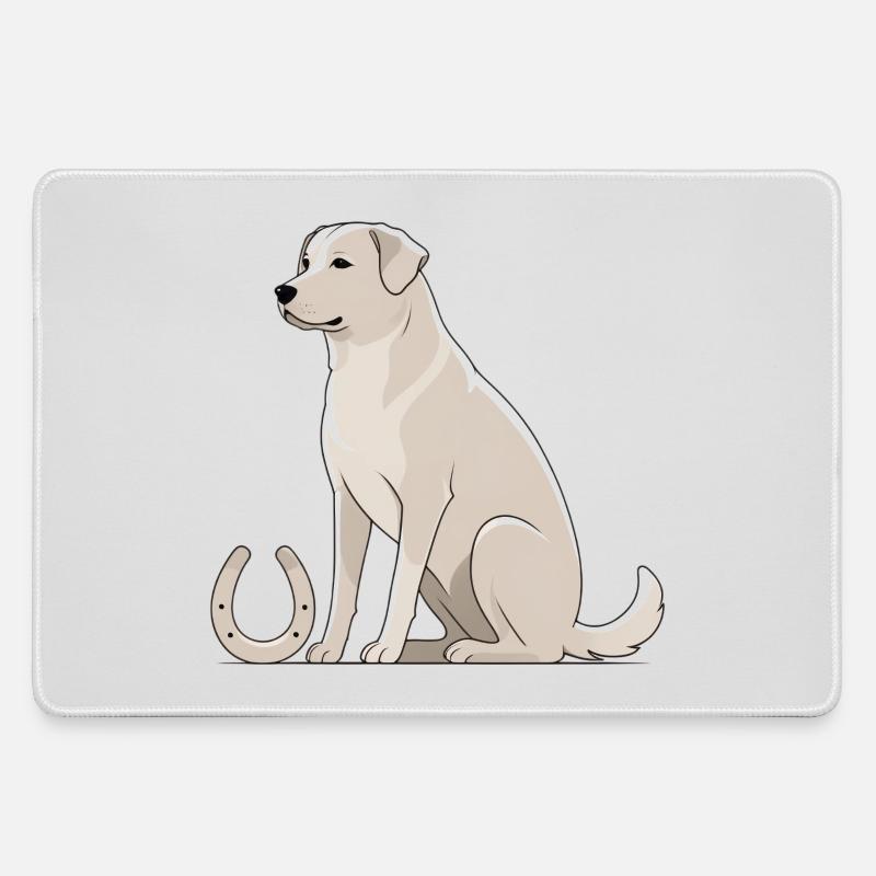 Labrador silhouette with horseshoe - Large Gaming Mouse Mat - grey