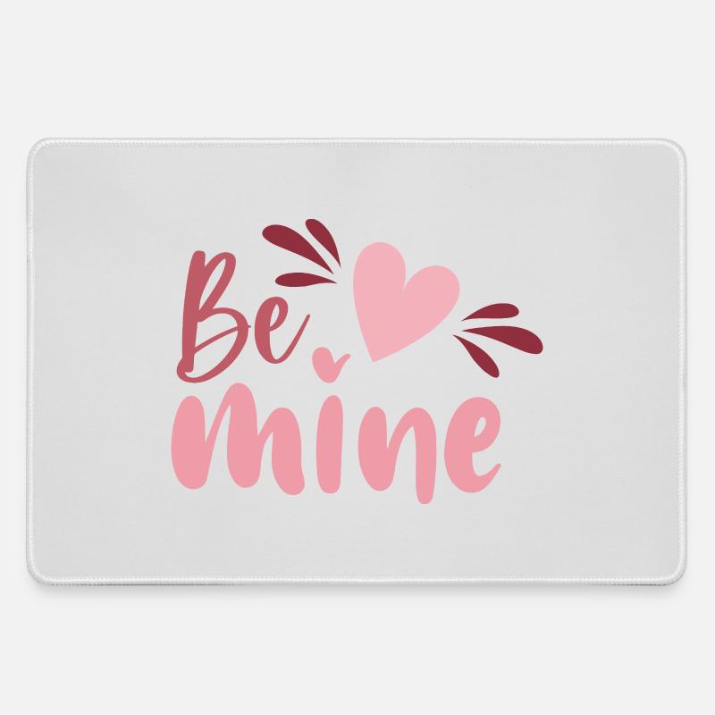 Be Mine Heart Script - Large Gaming Mouse Mat - grey