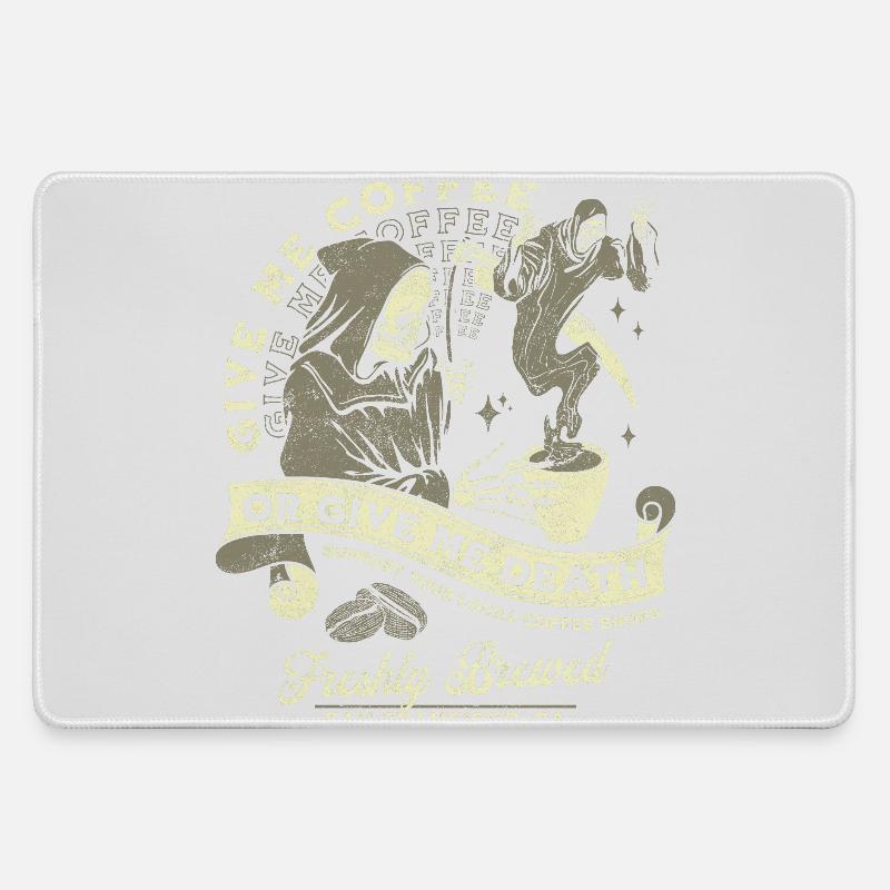 Kaffee oder Tod: Frisch Gebrüht - Mousepad groß für Gamer - Grau