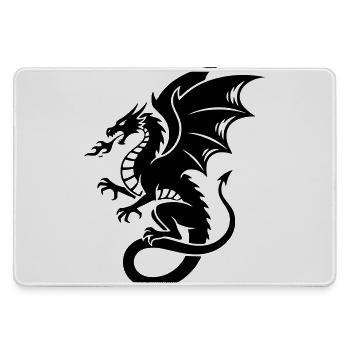 Mächtiger Drache | Schwarzes Tribal Tattoo - Mousepad groß für Gamer - Grau - Vorne