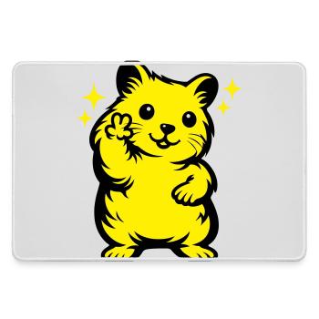Hamster Cartoon - Mousepad groß für Gamer - Grau - Vorne
