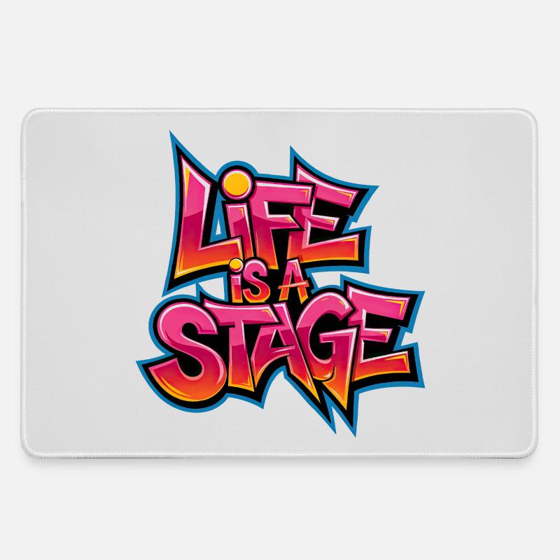 Life is a Stage Graffiti - Large Gaming Mouse Mat - grey