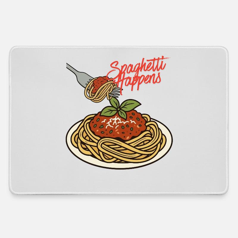 Spaghetti happens - Large Gaming Mouse Mat - grey