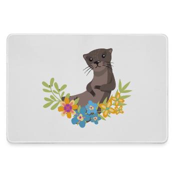 Seeotter Cartoon Blume Floral - Mousepad groß für Gamer - Grau - Vorne