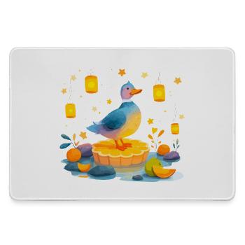 Duck on citrus slice - Large Gaming Mouse Mat - grey - Front
