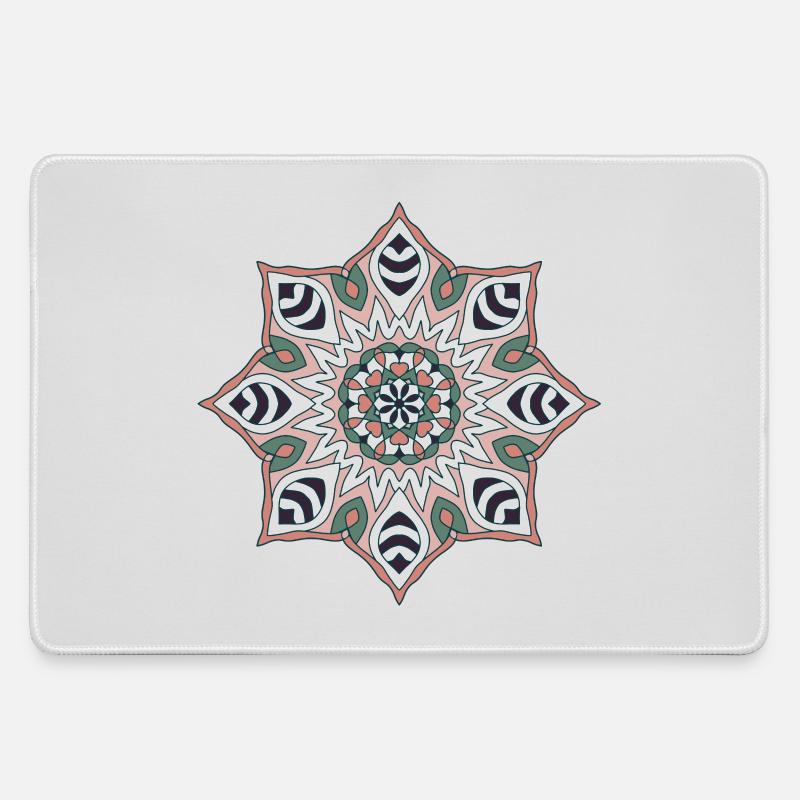 Earth Tone Mandala Pattern - Large Gaming Mouse Mat - grey