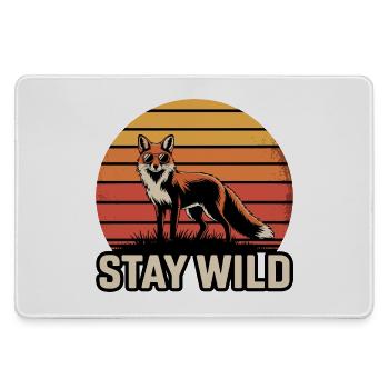 Stay Wild Fuchs – Retro Vintage Sonnenuntergang - Mousepad groß für Gamer - Grau - Vorne