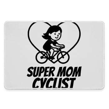 Super Mama Radfahrerin – Fahrrad Herz - Mousepad groß für Gamer - Grau - Vorne