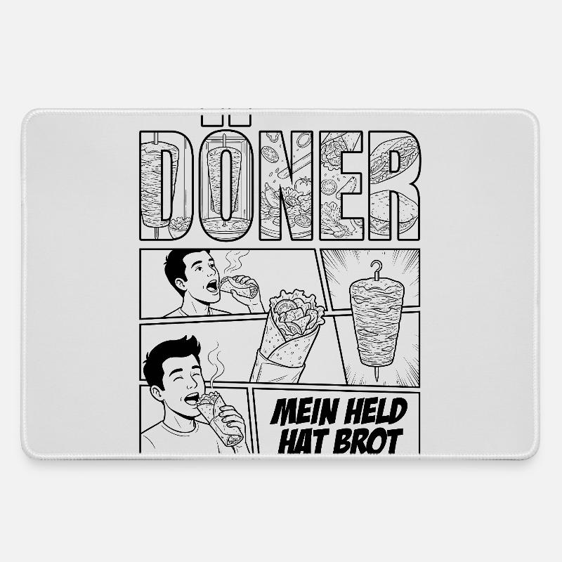 Döner Held – Comic - Large Gaming Mouse Mat - grey