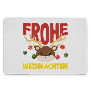 Frohe Weihnachten Corgi mit Nikolausmütze - Mousepad groß für Gamer - Grau - Vorne