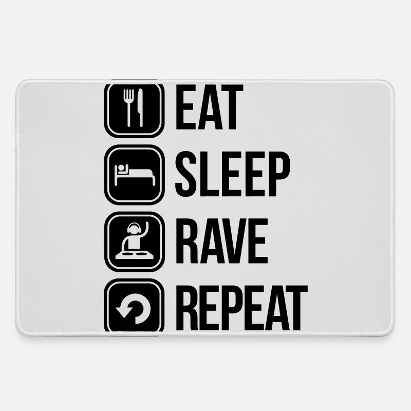 eat sleep rave repeat - Large Gaming Mouse Mat - grey