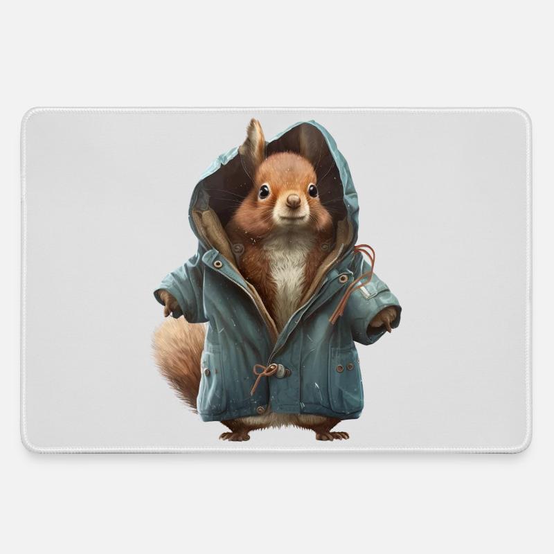 Design mit einem Eichhörnchen was eine Jacke trägt - Mousepad groß für Gamer - Grau