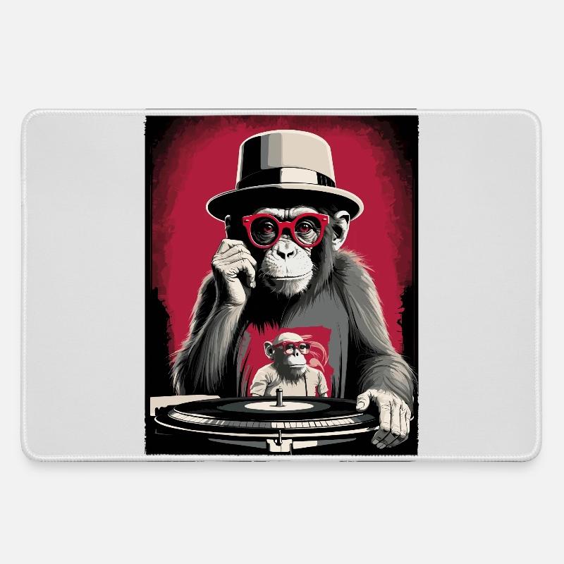 Monkey DJ - Large Gaming Mouse Mat - grey