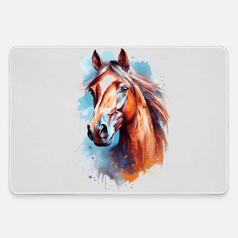 Conception du cheval Aqaurell - Grand tapis de souris gamer - bruyère