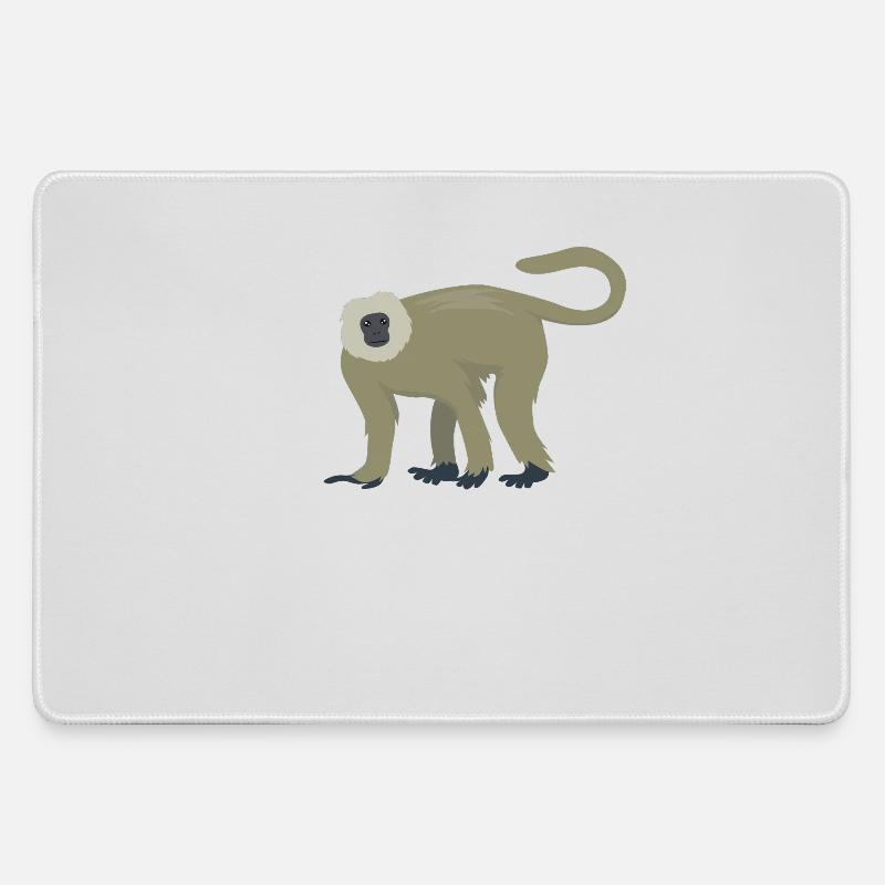 Elegant langur - Large Gaming Mouse Mat - grey