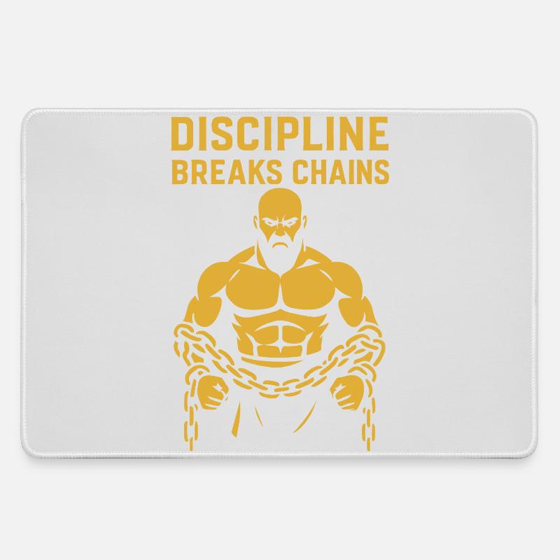 Discipline Breaks Chains Motivational Design - Large Gaming Mouse Mat - grey