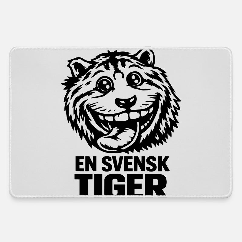 A Swedish tiger - Large Gaming Mouse Mat - grey