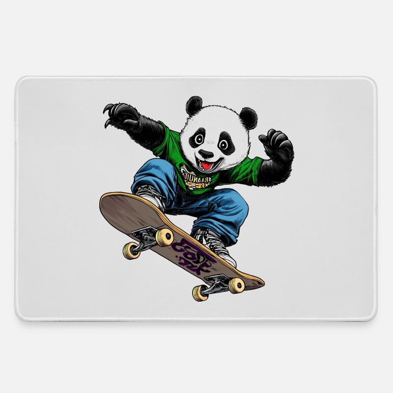 Panda Bear Skateboarder - Large Gaming Mouse Mat - grey