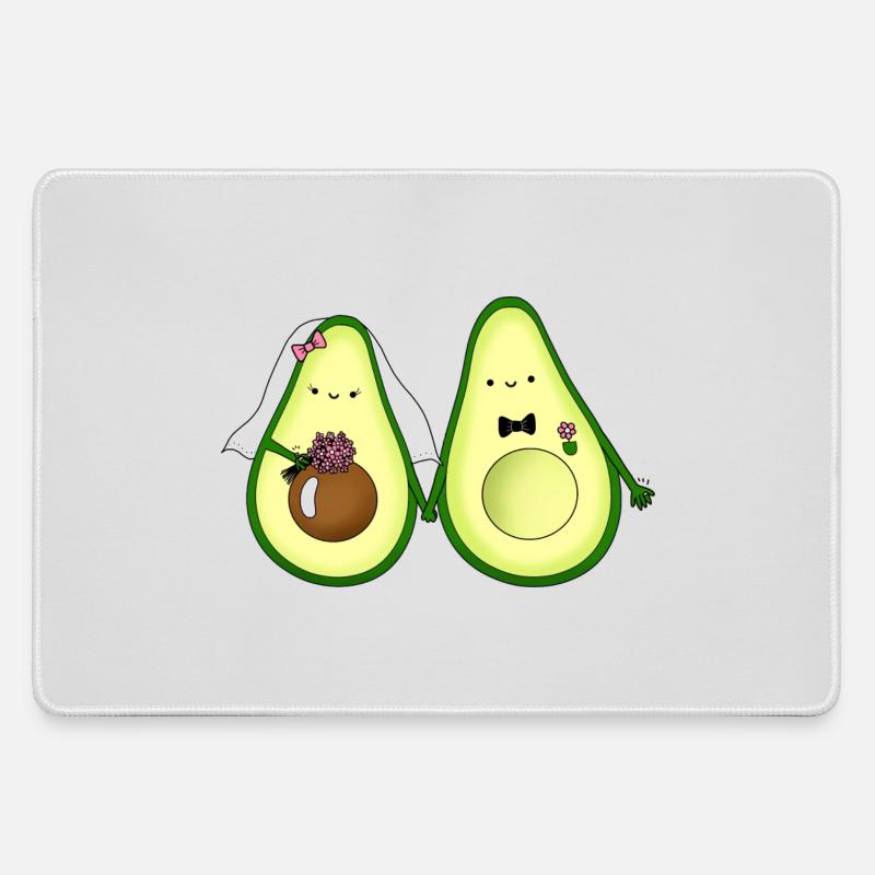 Avocado newlyweds wedding gift for vegans - Large Gaming Mouse Mat - grey